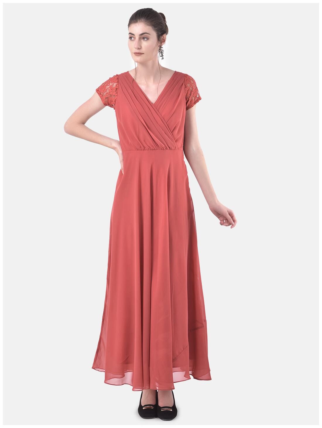 

Eavan Red Solid Flared dress