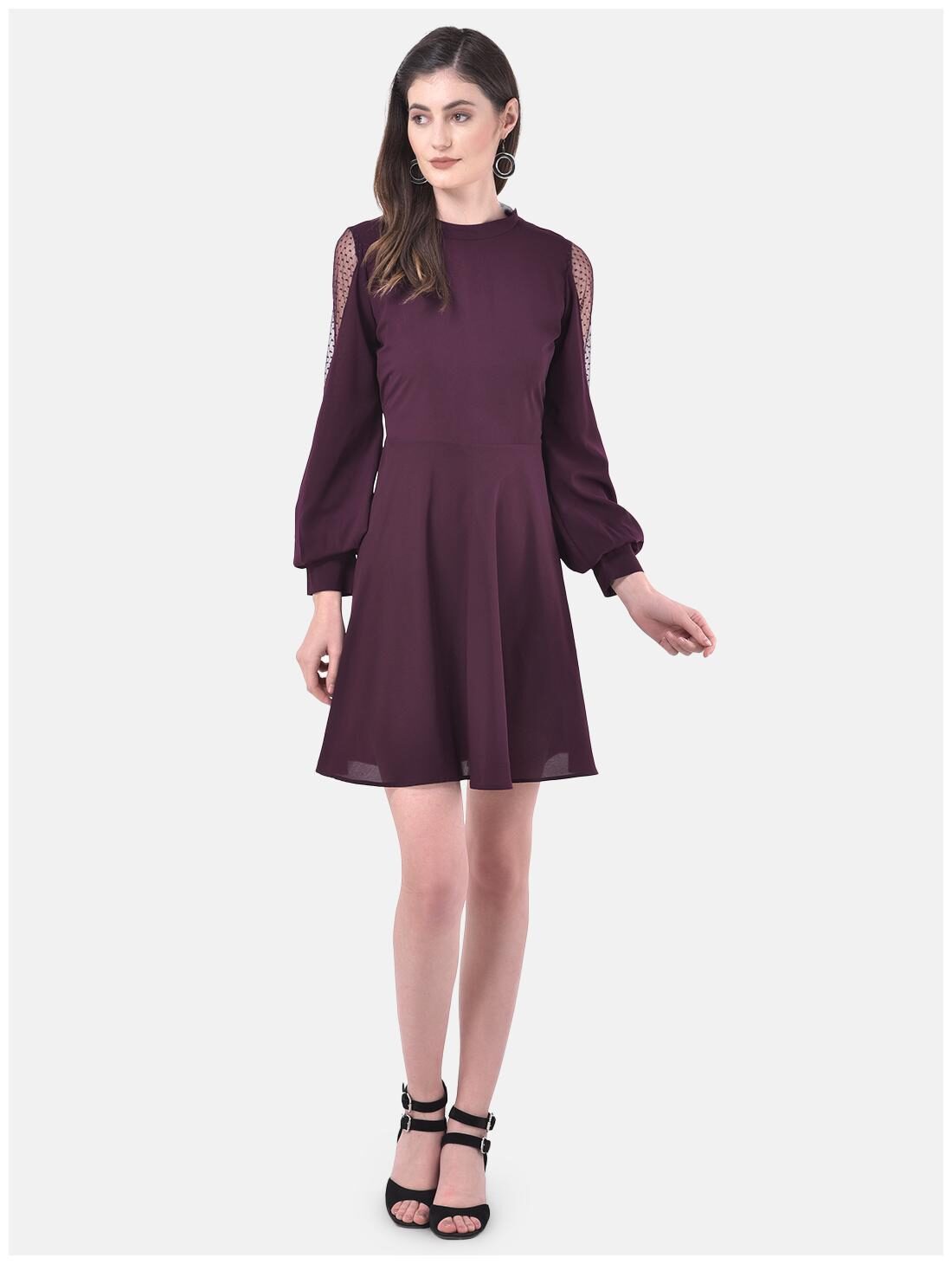 

Eavan Wine Solid Fit flare dress