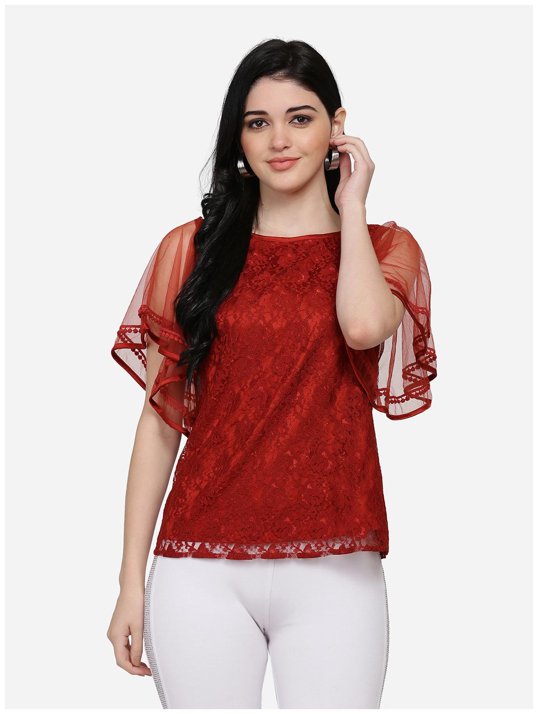 

Eavan Women Self design Regular top - Red