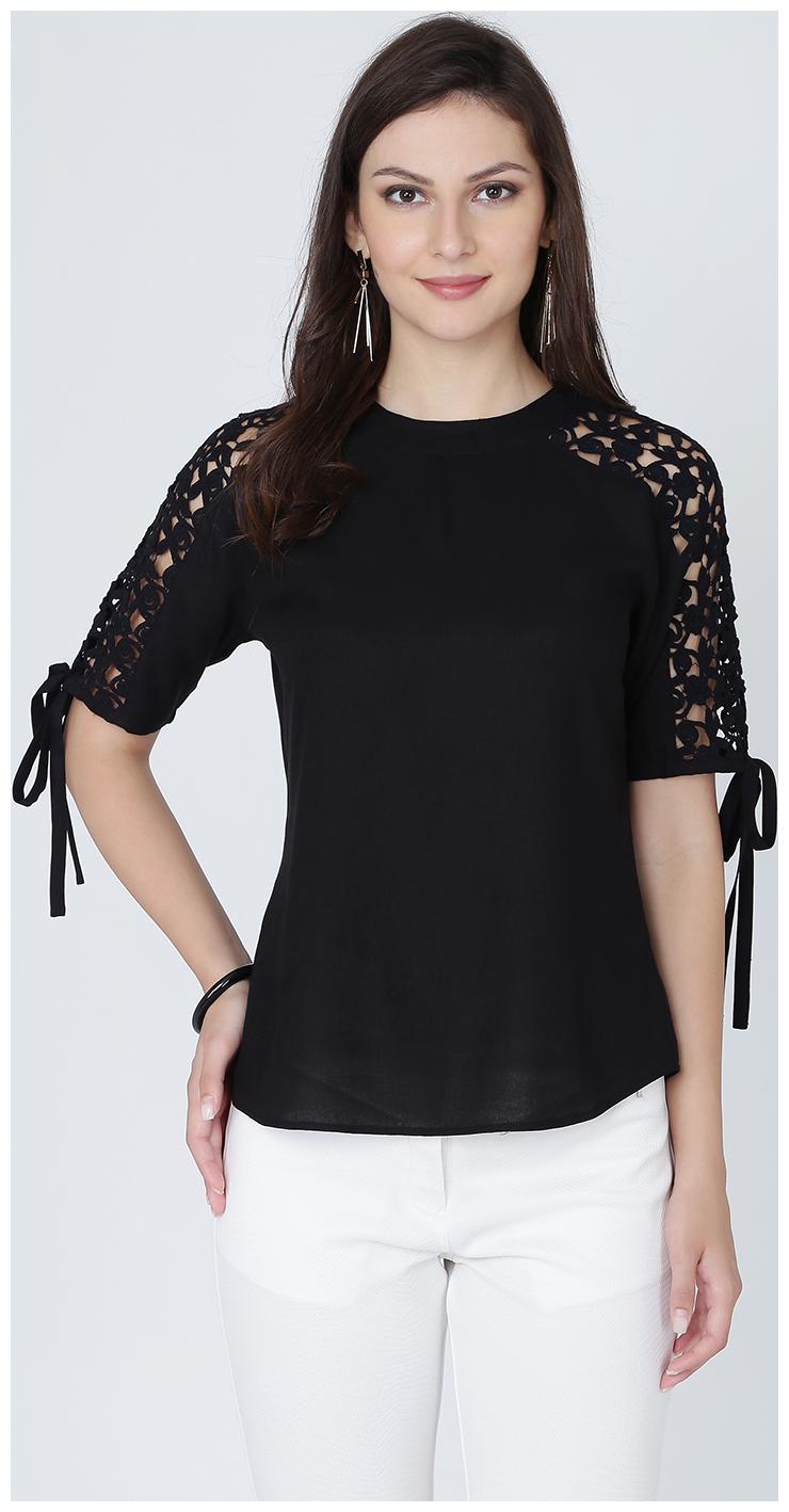

EAVAN Women Self design Regular top - Black