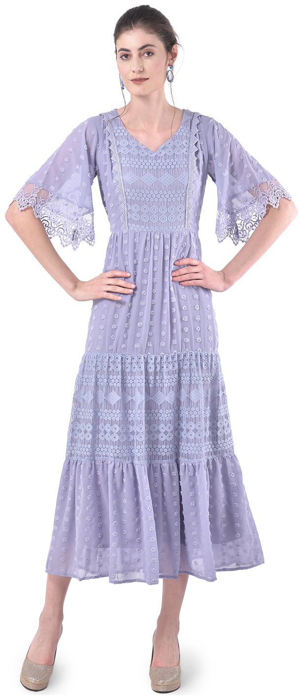 

Eavan Purple Self design Flared dress