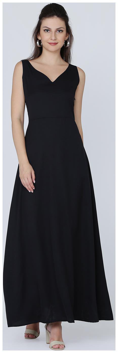 

EAVAN Black Solid Maxi dress