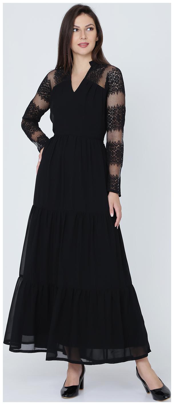 

EAVAN Black Solid Flared dress