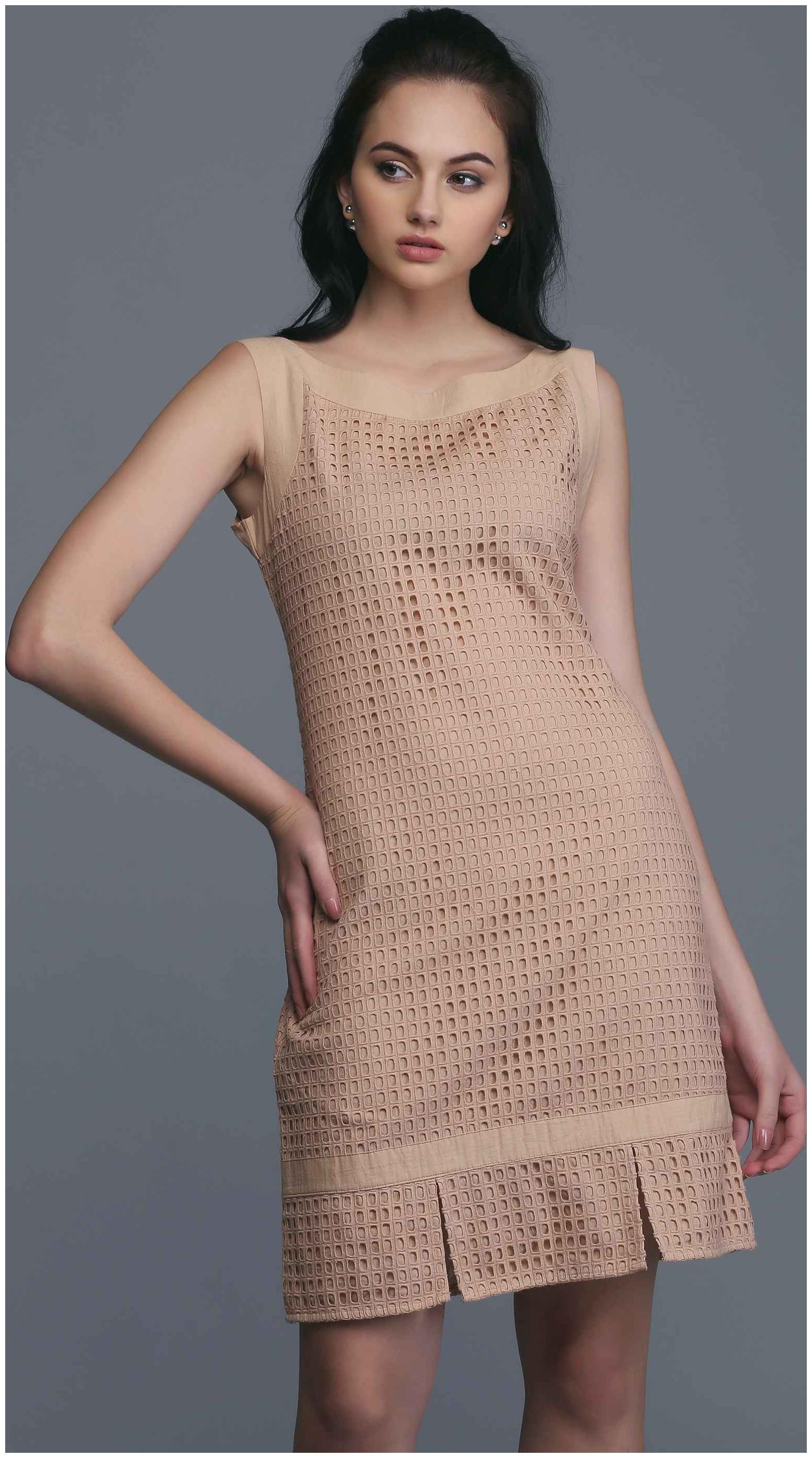 

EAVAN Beige Embroidered Sheath dress