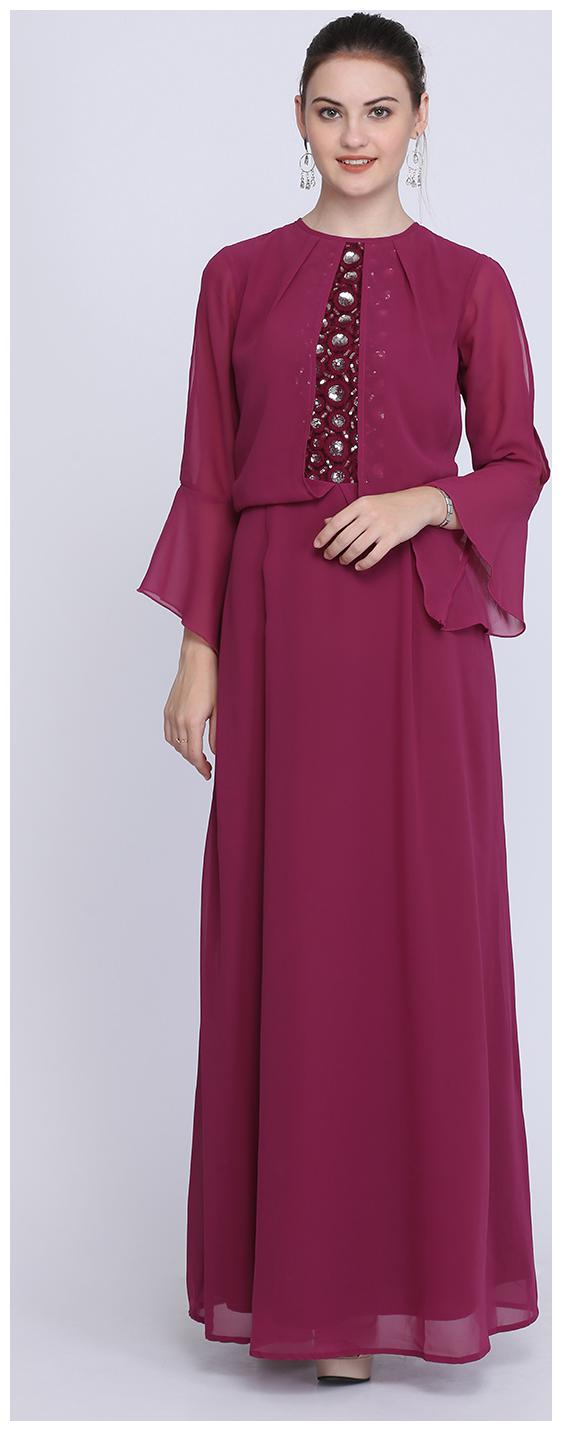 

EAVAN Purple Embroidered Maxi dress