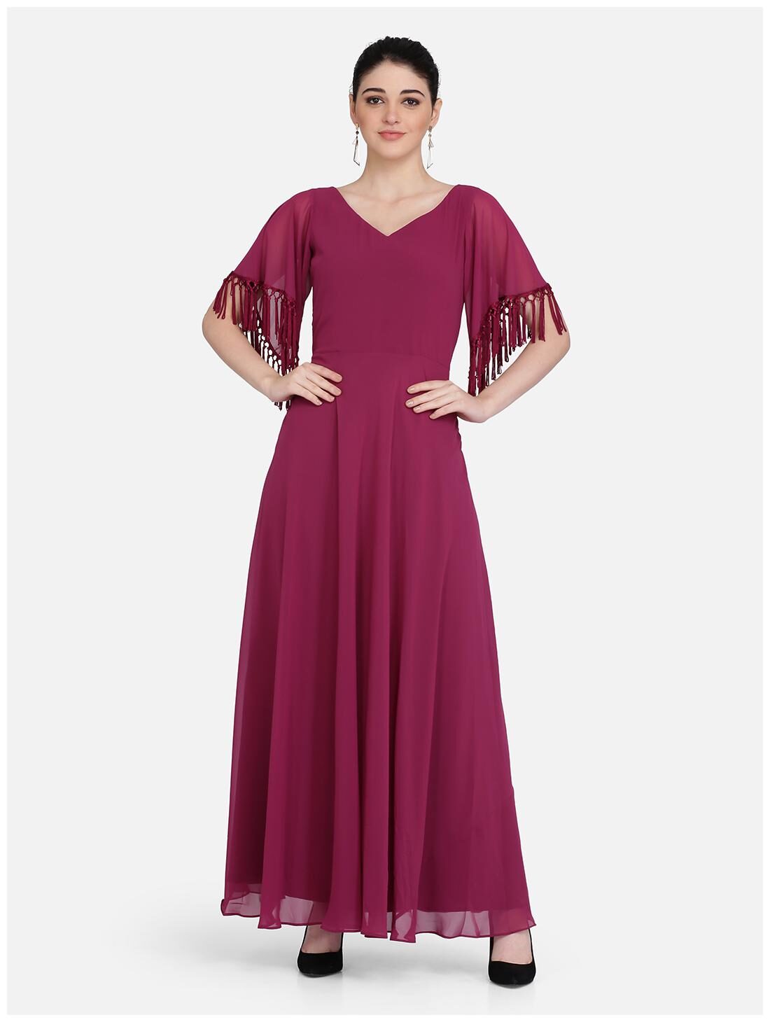 

Eavan Burgundy Solid Maxi dress