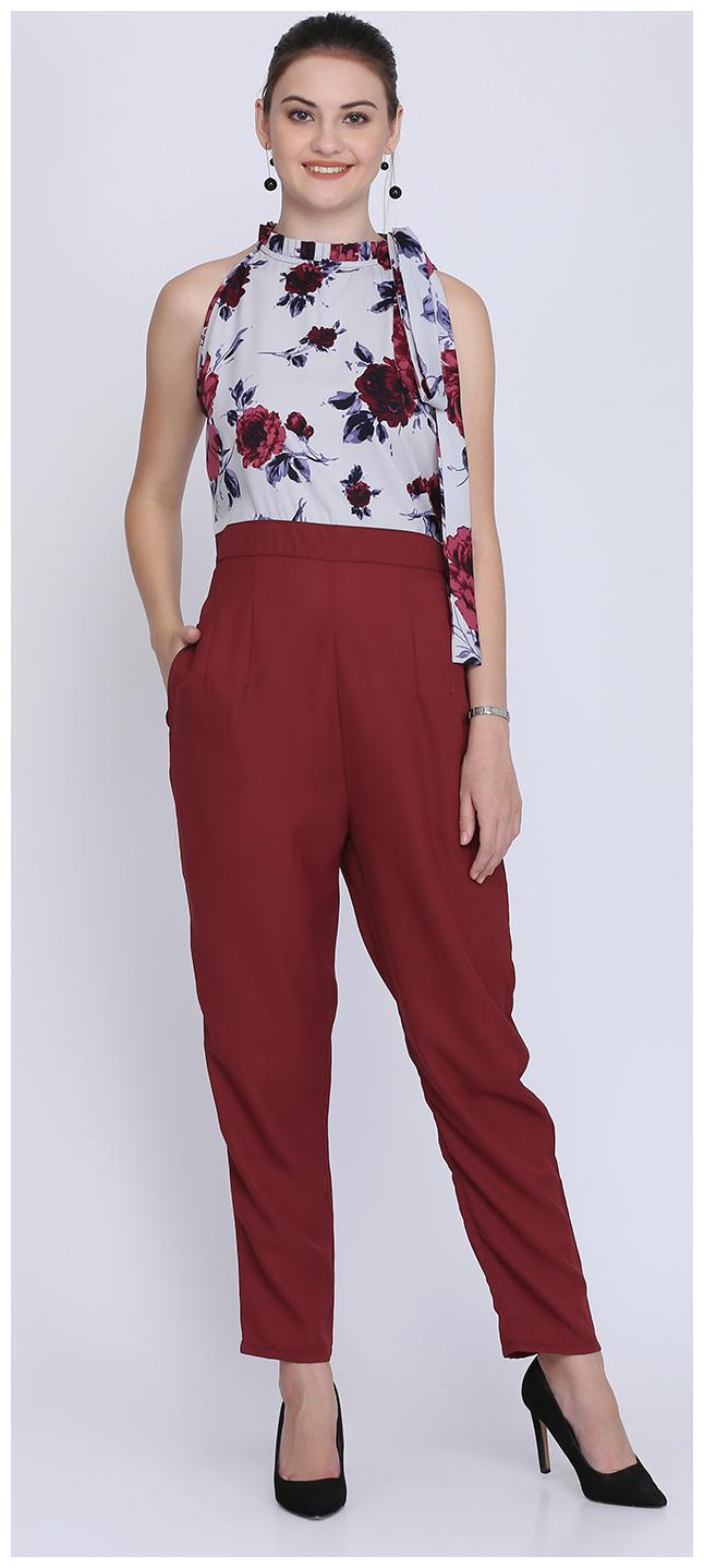 

EAVAN Printed Jumpsuit - Maroon