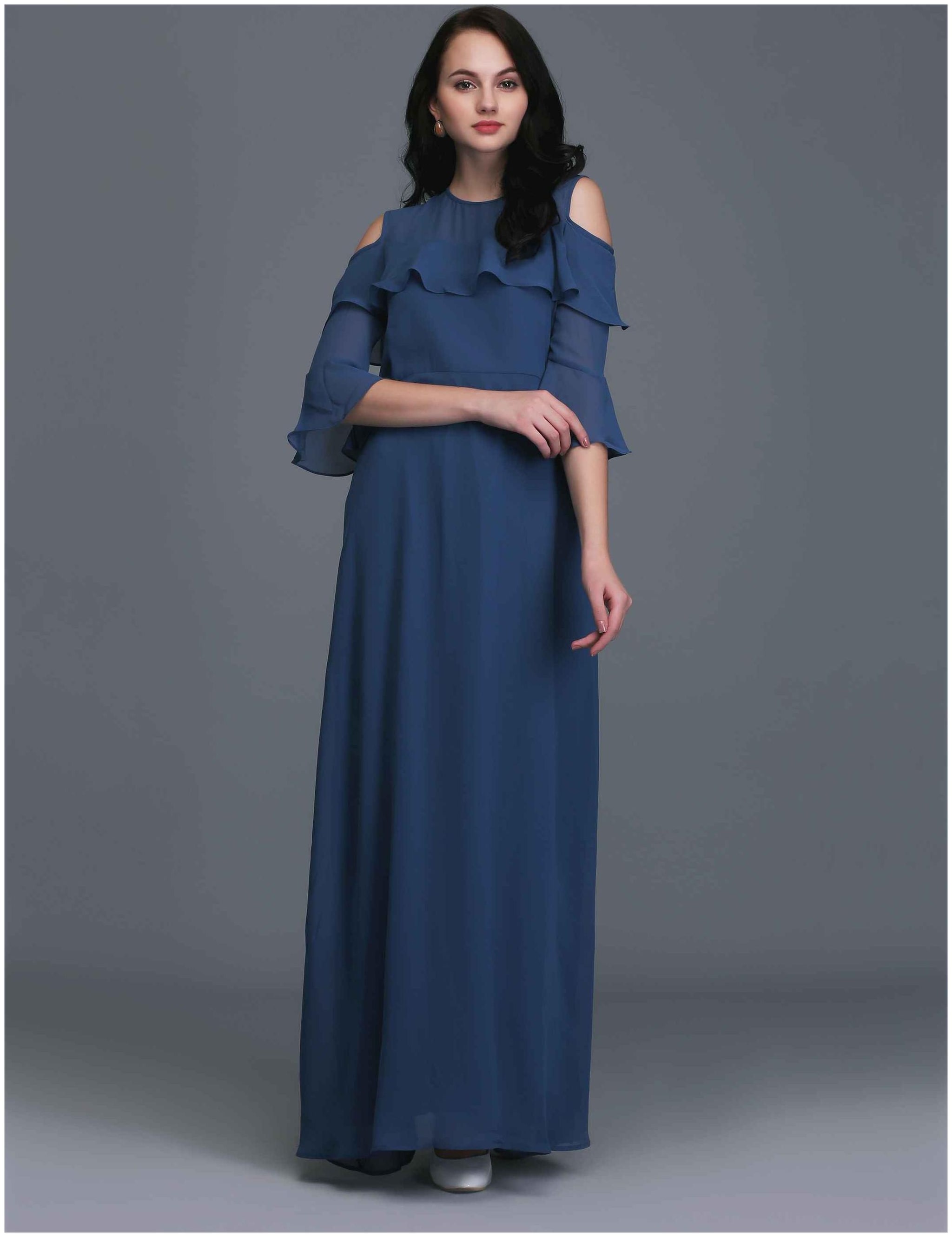 

EAVAN Blue Solid Maxi dress