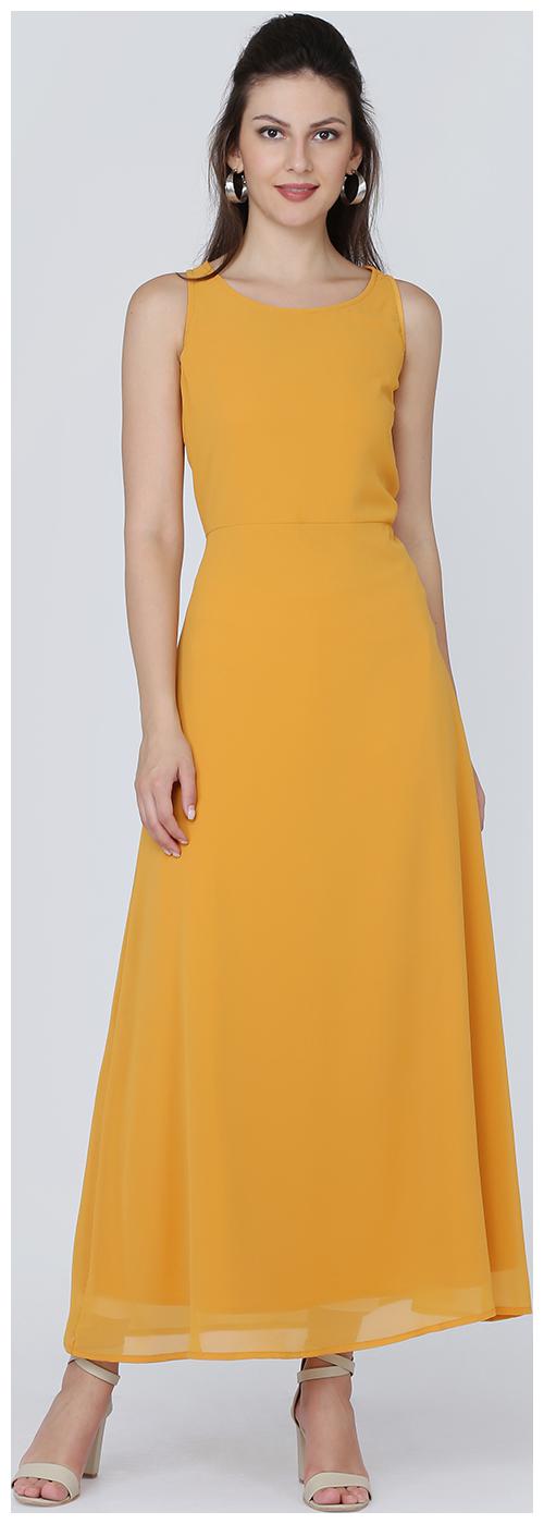

EAVAN Yellow Solid Maxi dress