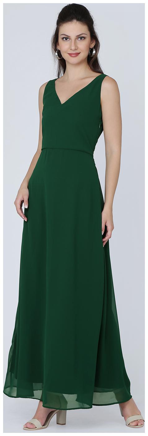 

EAVAN Green Solid Maxi dress