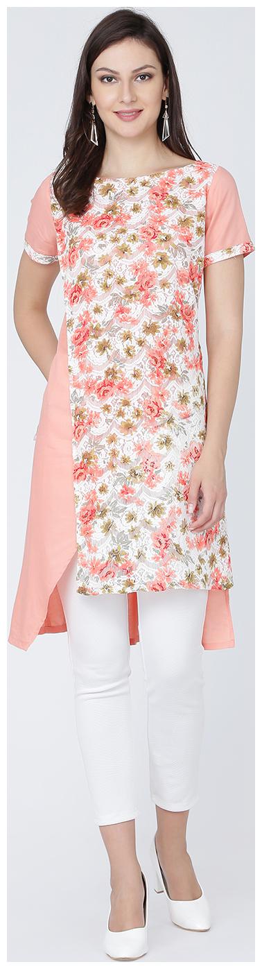 

Ojjasvi Women Self design Fusion tunic - Pink