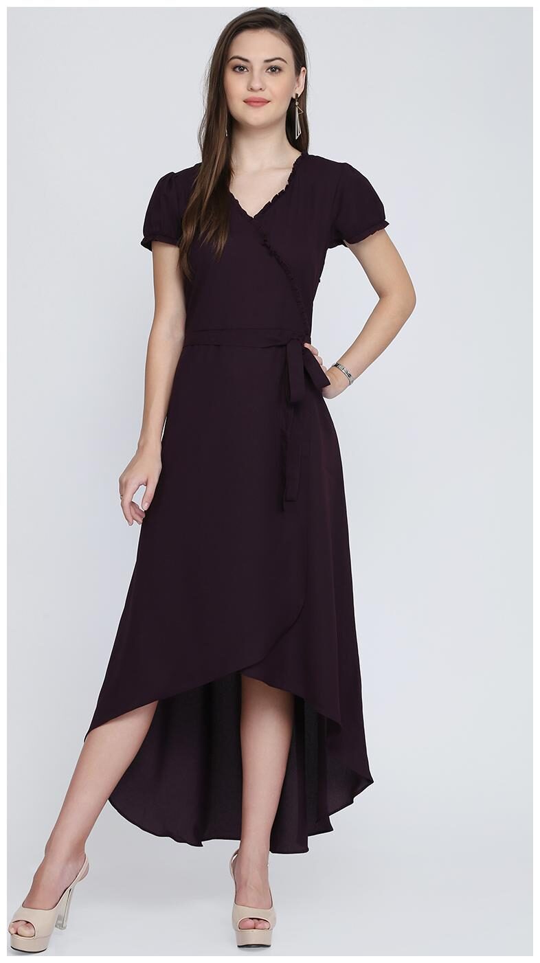 

EAVAN Purple Solid A-line dress