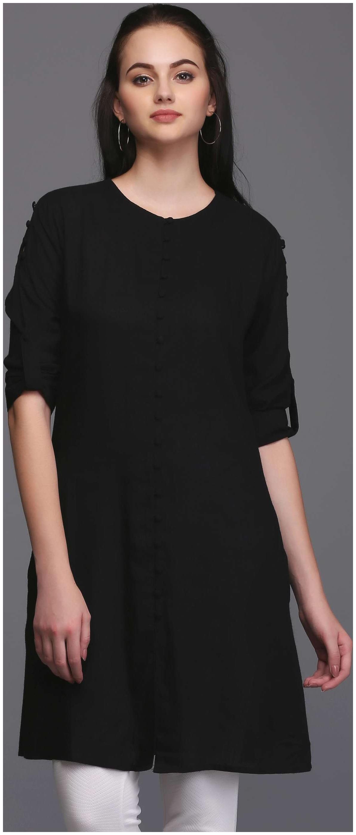 

EAVAN Women Solid Regular tunic - Black