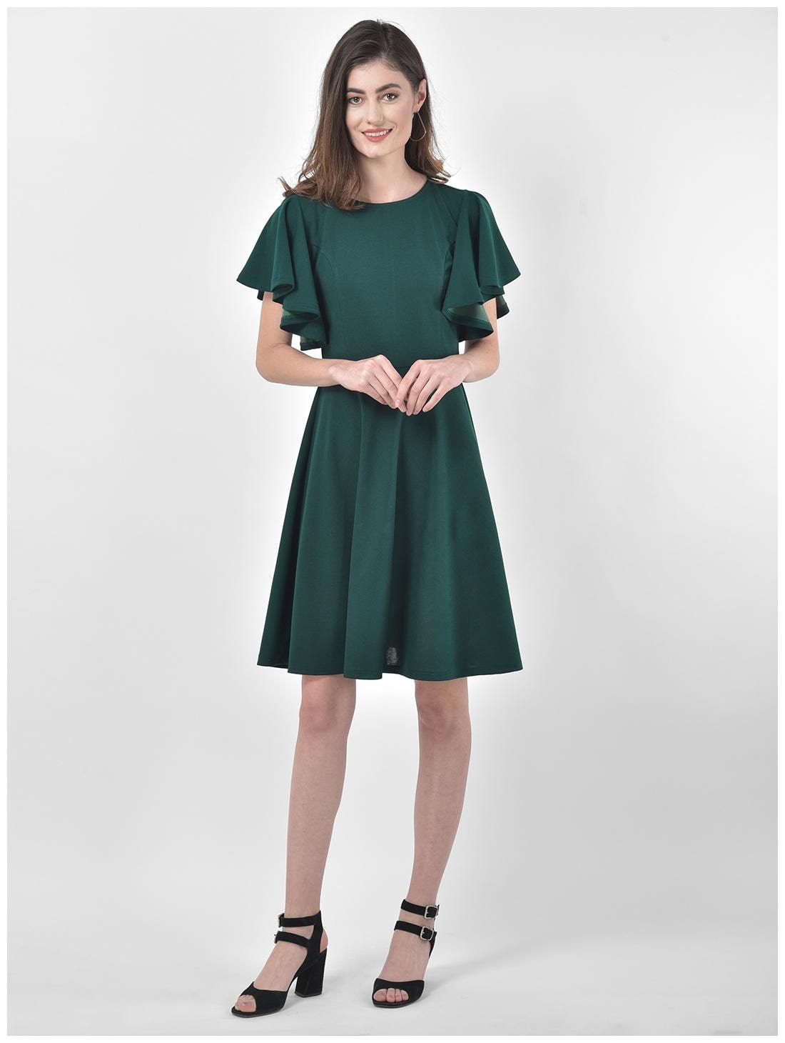 

Eavan Women Knitted Round Neck Fit Flare Dress (Dark Green)