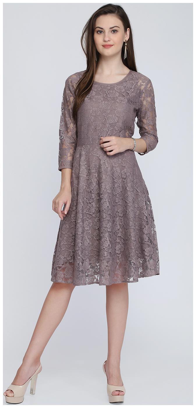 

EAVAN Purple Self design Fit flare dress