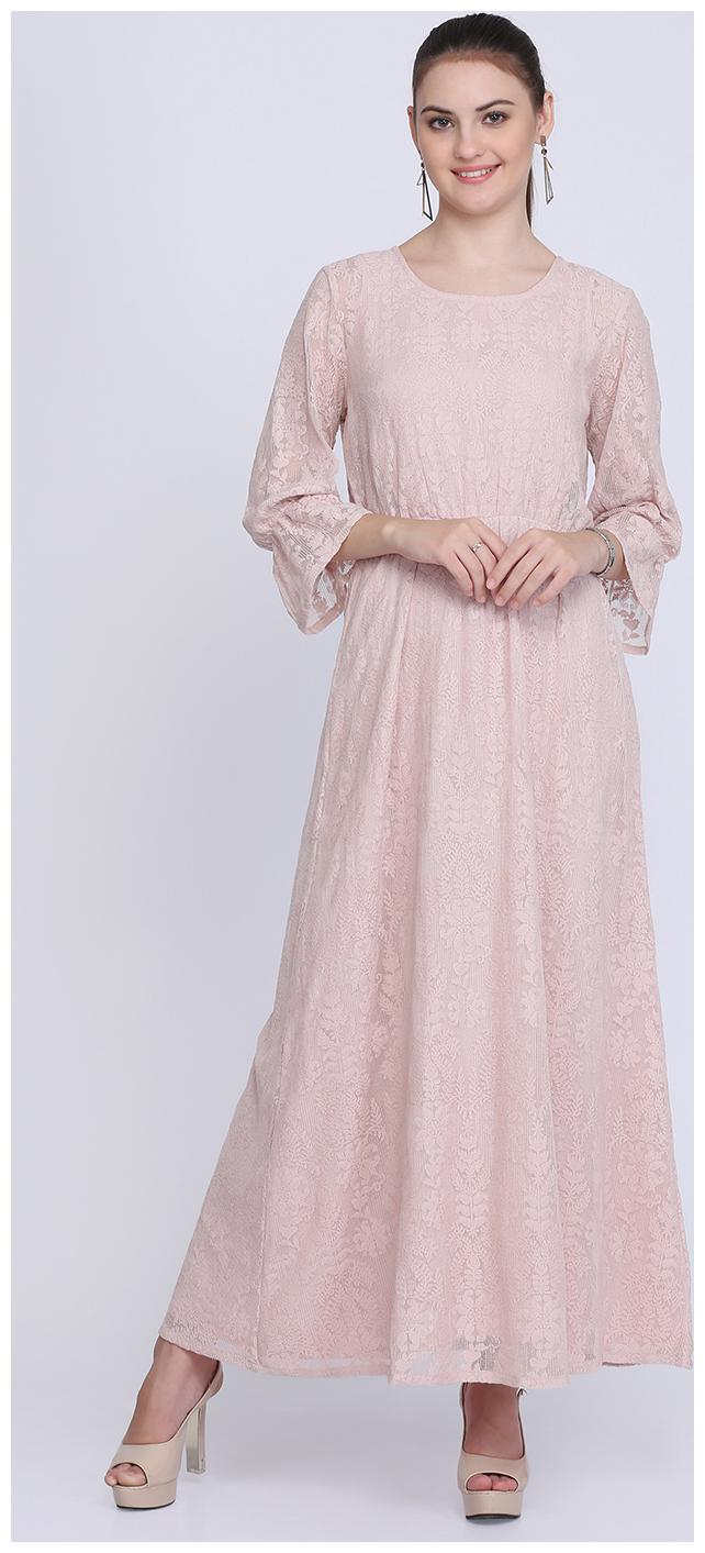 

EAVAN Pink Self design Maxi dress