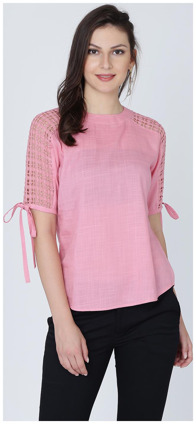 

EAVAN Women Self design Regular top - Pink
