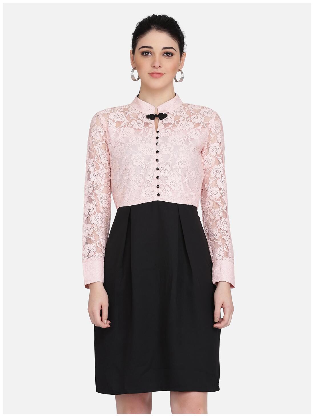 

Eavan Pink Black Self design Sheath dress