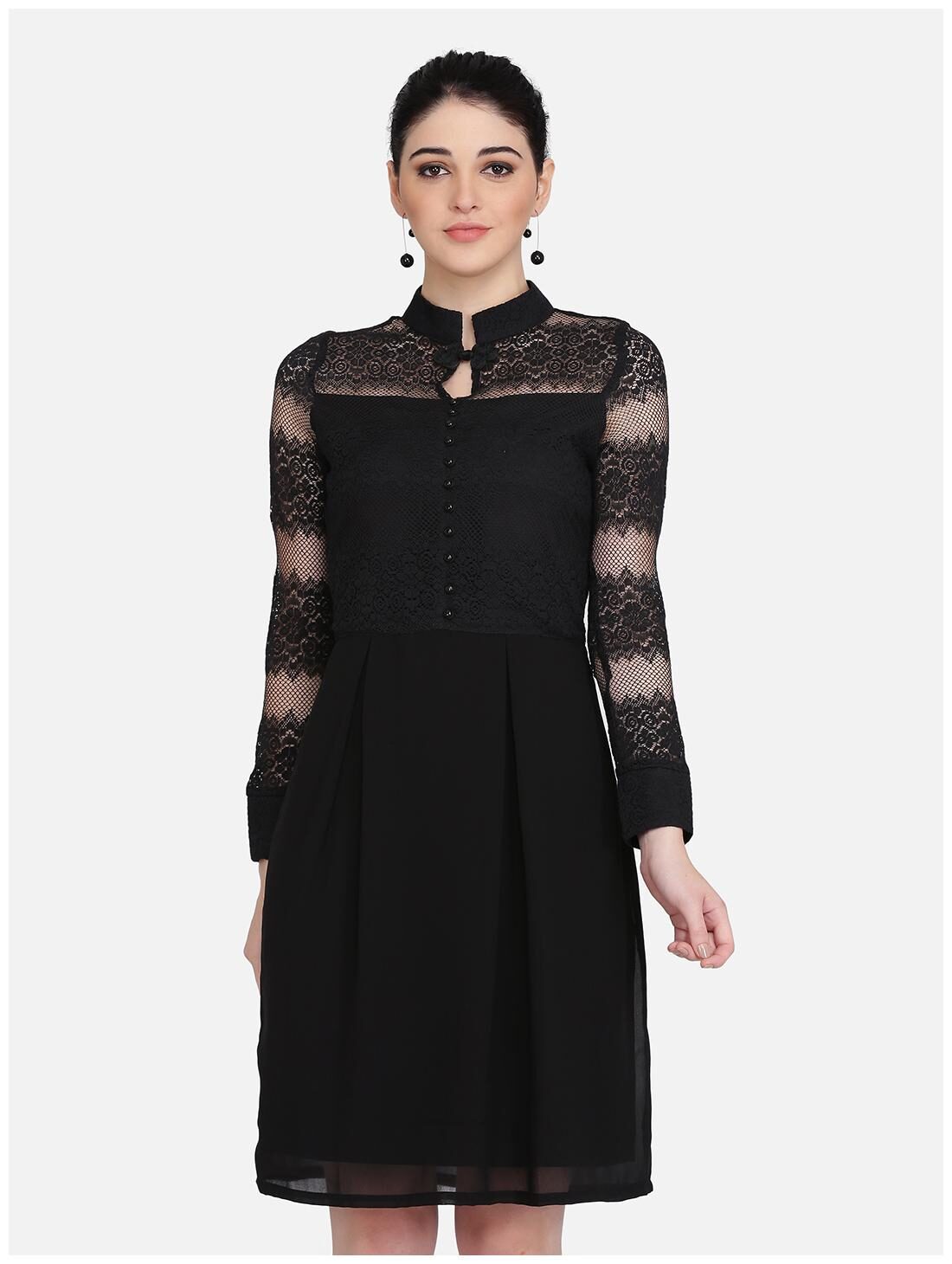

Eavan Black Self design Sheath dress