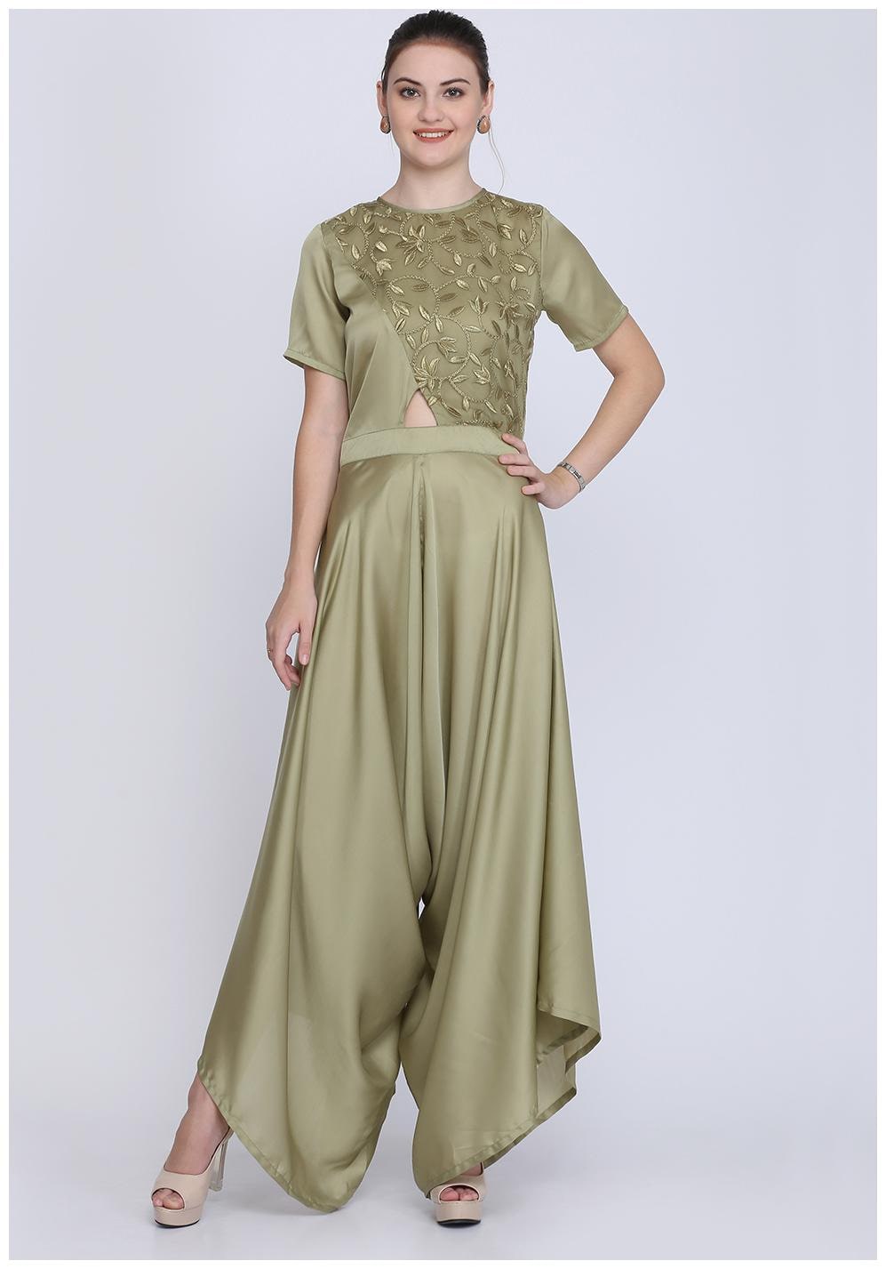 

EAVAN Embroidered Jumpsuit - Green