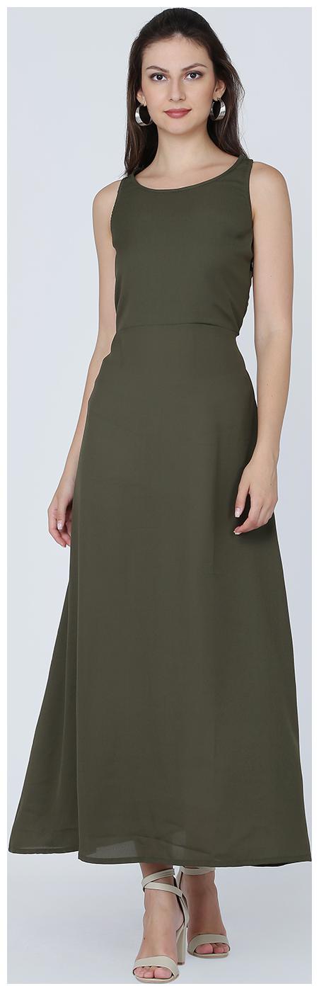 

EAVAN Green Solid Maxi dress