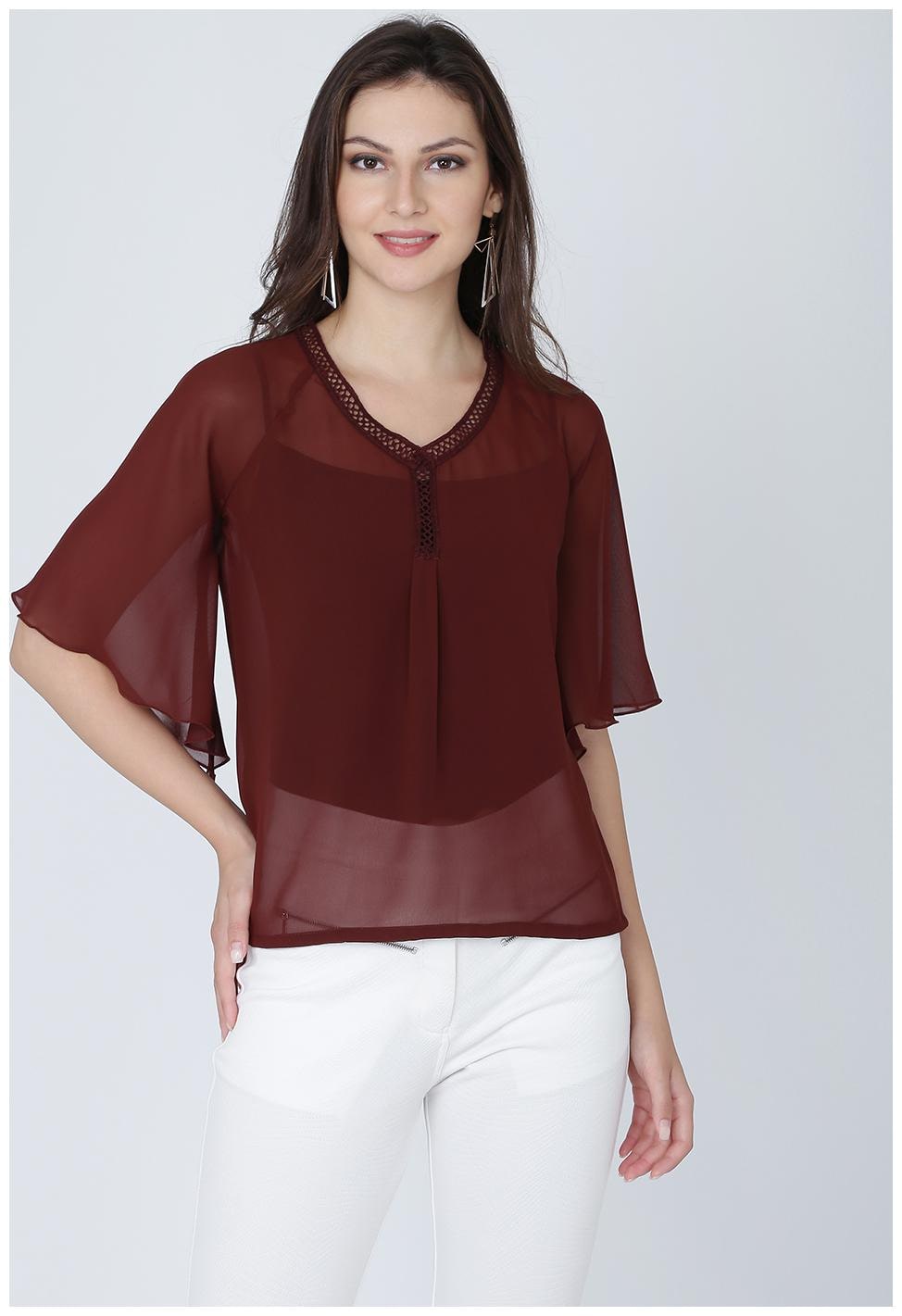 

EAVAN Women Solid Regular top - Brown