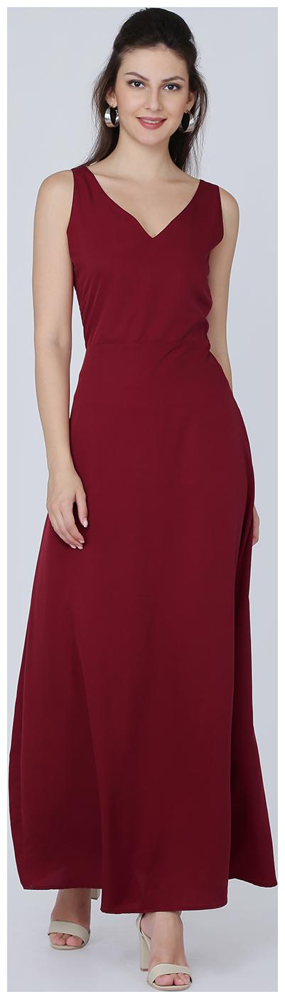 

EAVAN Maroon Solid Maxi dress