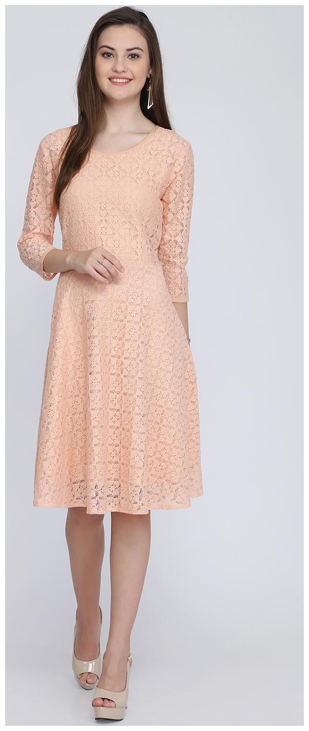 

EAVAN Orange Self design Fit flare dress