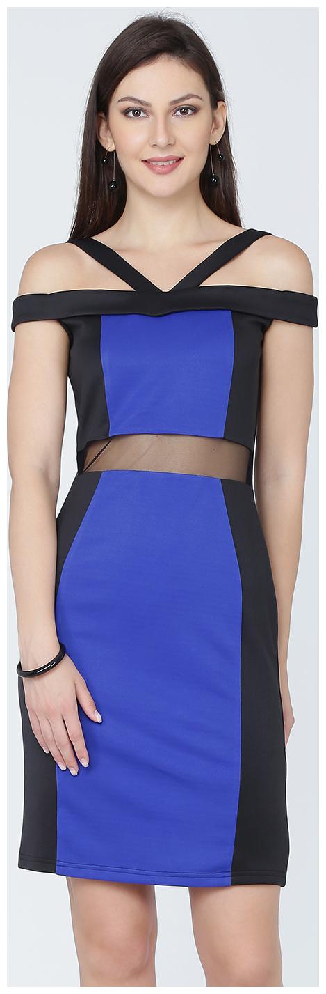 

EAVAN Black Blue Colorblocked Sheath dress