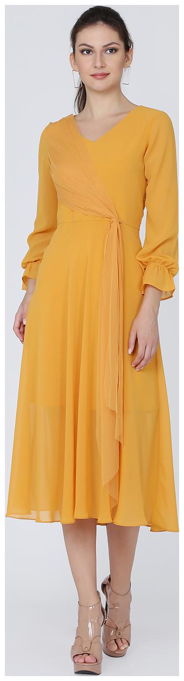 

EAVAN Yellow Solid Fit flare dress