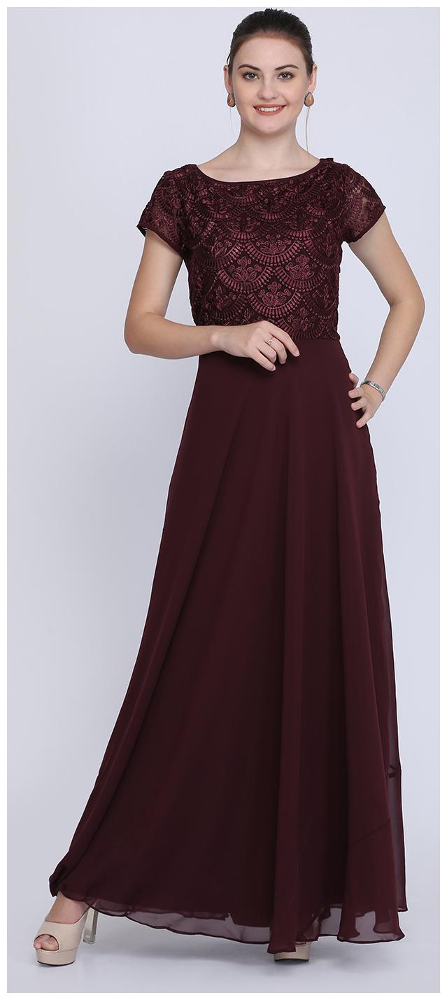 

EAVAN Brown Embroidered Maxi dress
