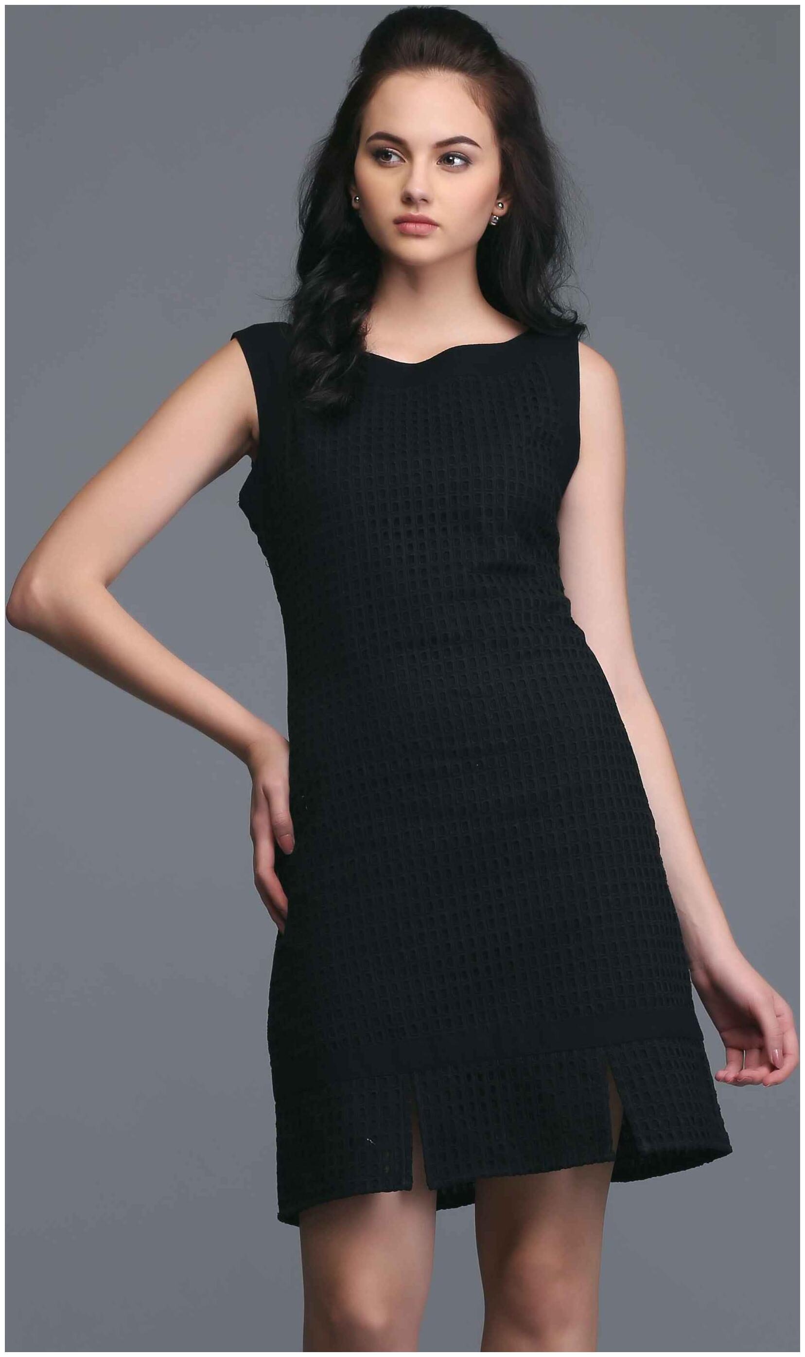 

EAVAN Black Embroidered Sheath dress