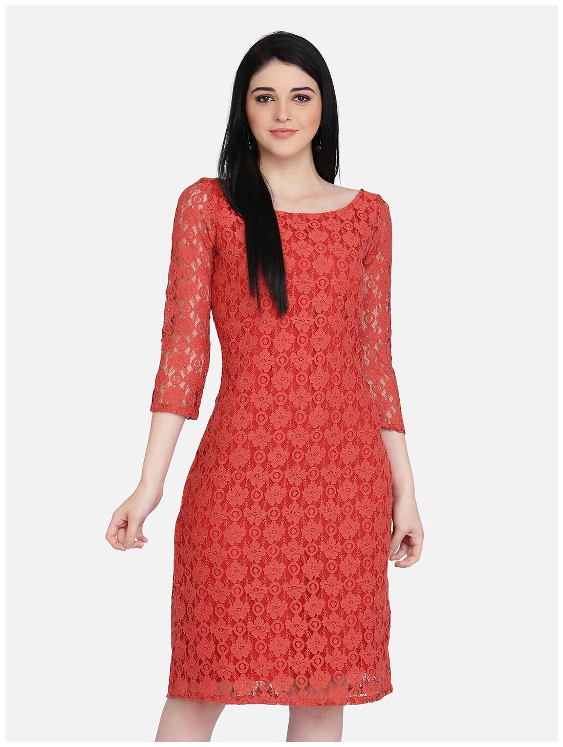 

Eavan Rust Self design Sheath dress