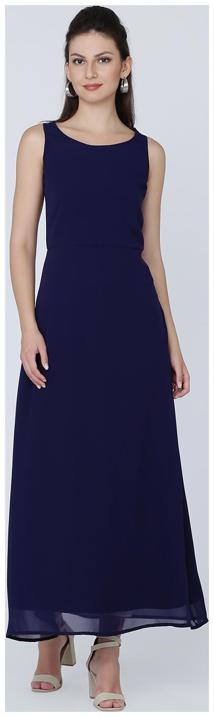 

EAVAN Blue Solid Maxi dress