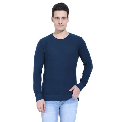 

Ebry Reston Flat Knit Round Neck Light Navy Blue Pullover