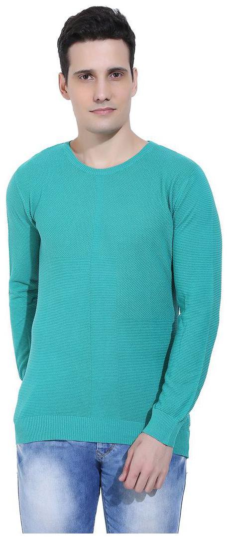 

Ebry Reston Flat Knit Round Neck Light Teal Pullover