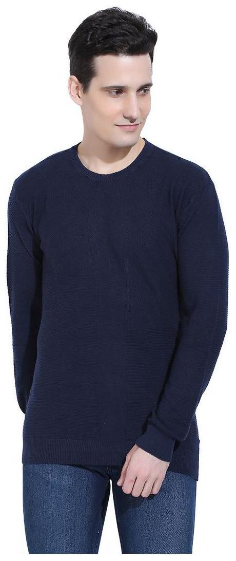 

Ebry Reston Flat Knit Round Neck Navy Blue Pullover
