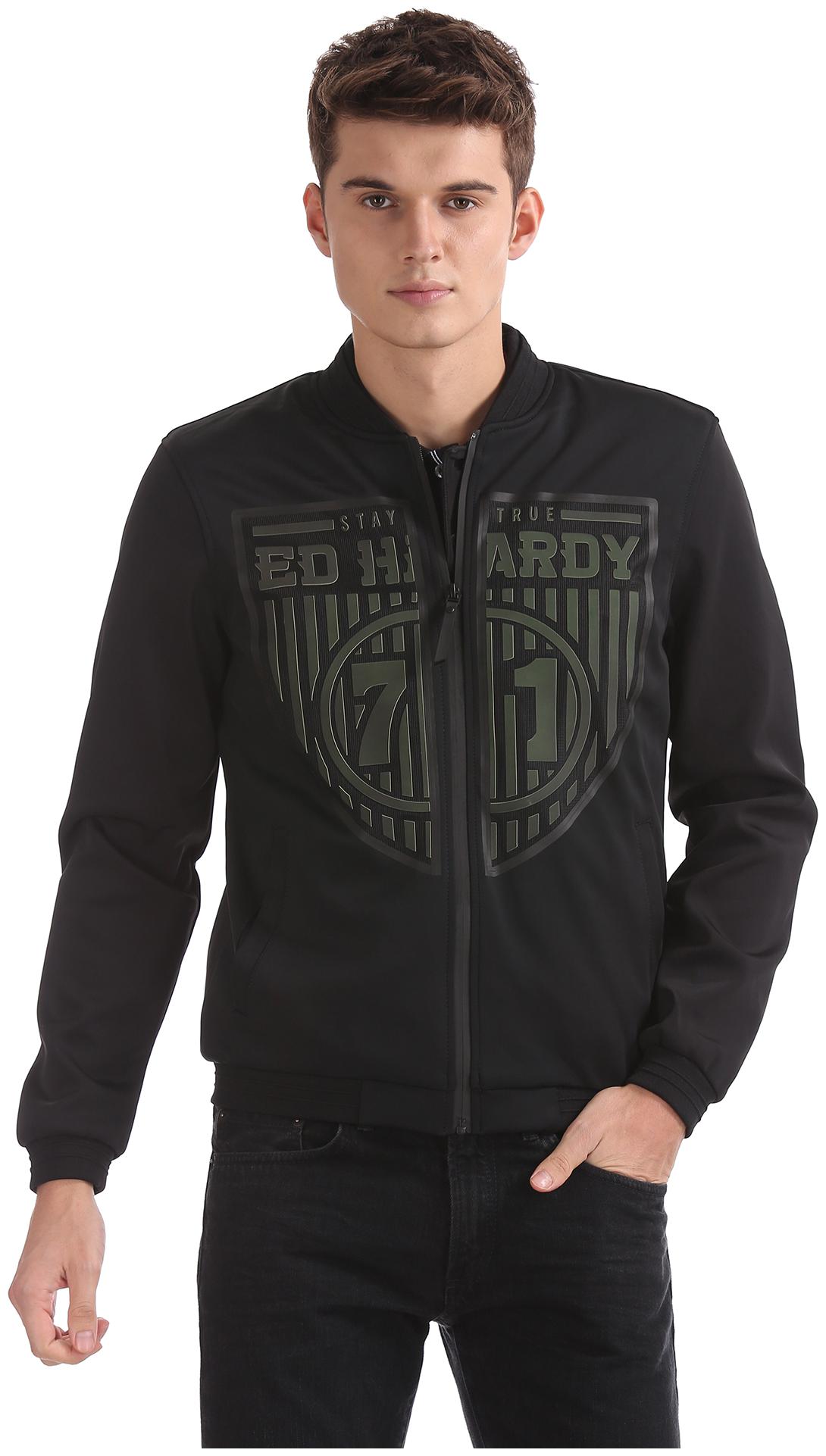 

ED Hardy Men Black Solid Bomber jacket