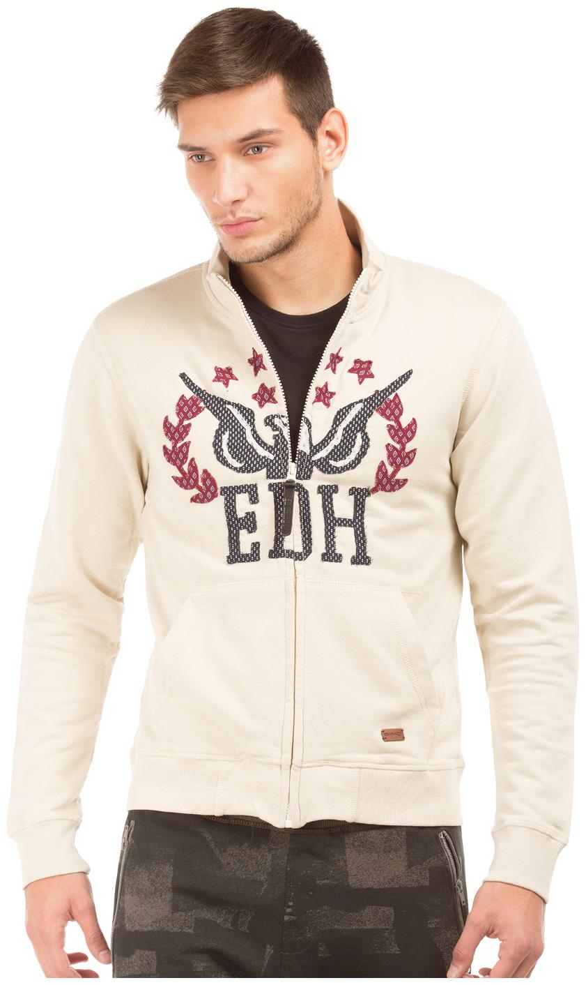 

Ed Hardy Beige Cotton Embroidered Zip Up Sweatshirt