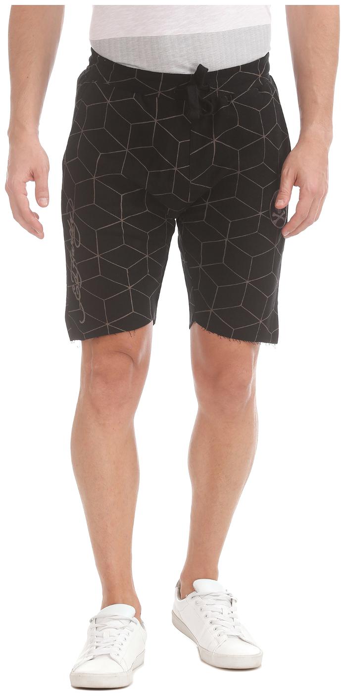 

Ed Hardy Black Cotton Slim Fit Printed Shorts