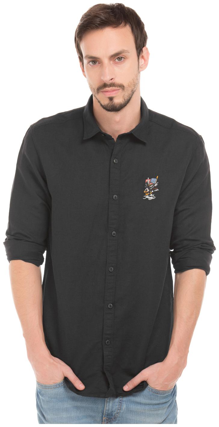 

ED Hardy Men Black Solid Slim Fit Casual Shirt