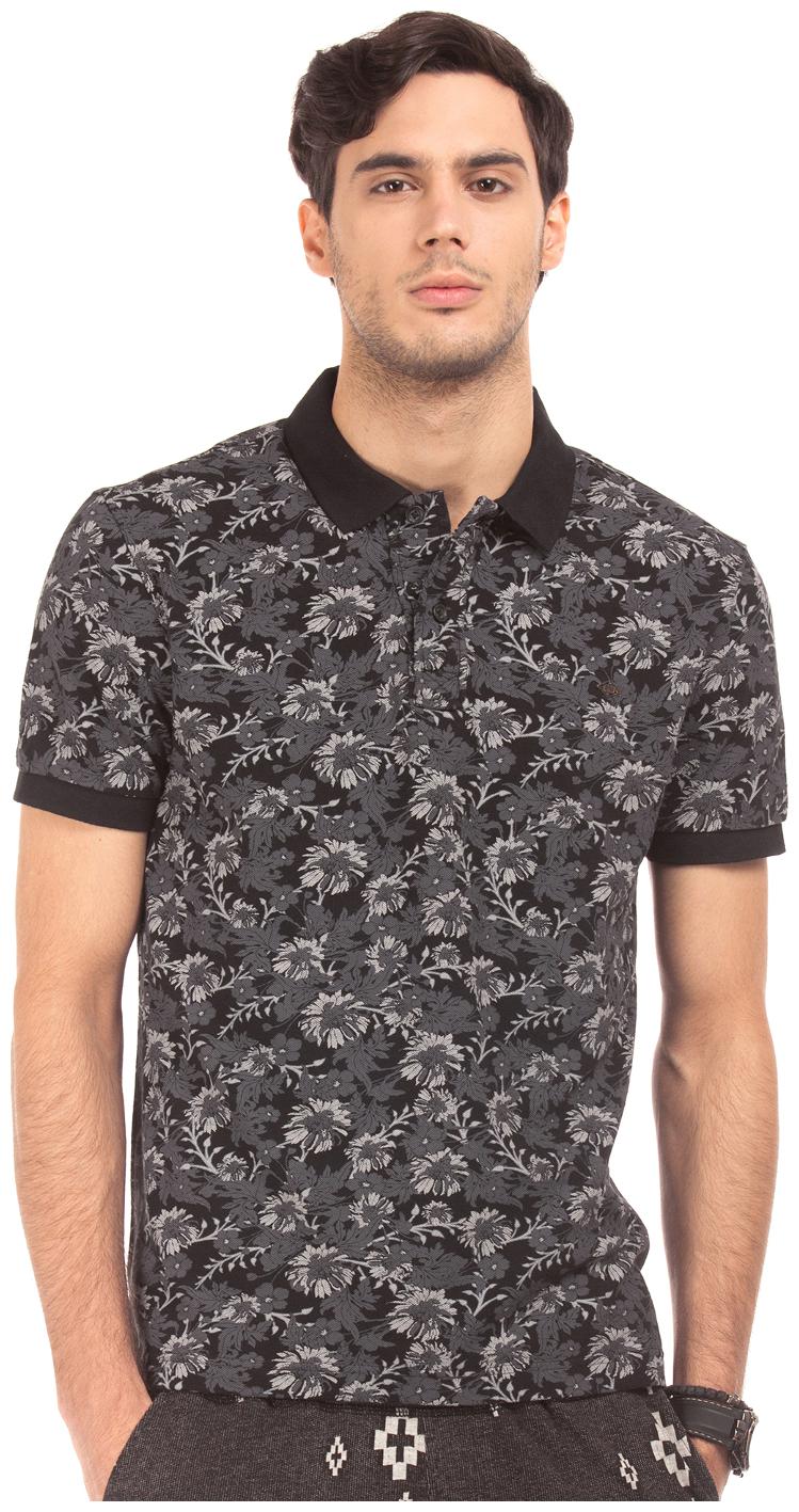 

Ed Hardy Black Cotton Floral Print Cotton Pique Polo Shirt