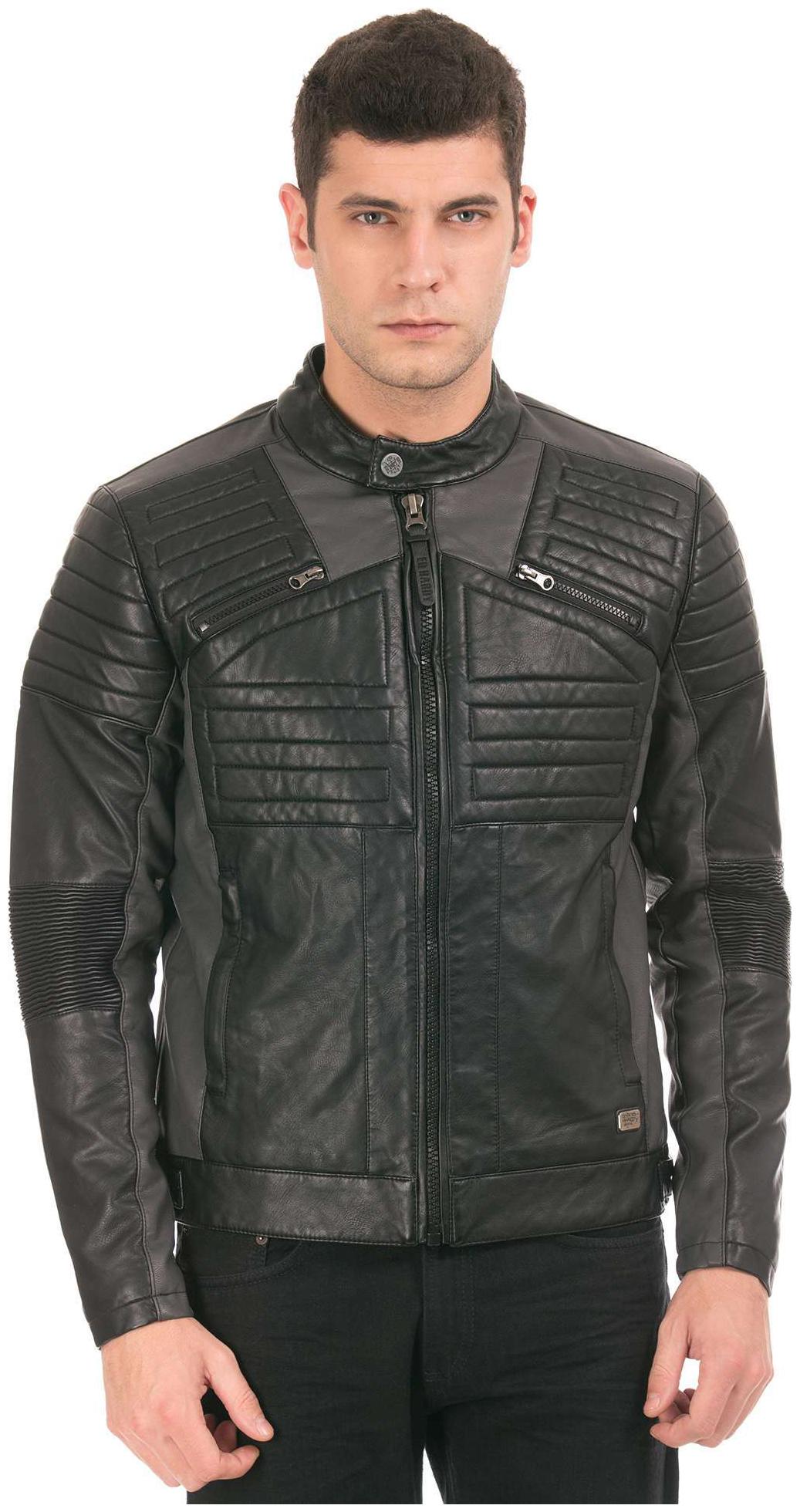 

ED Hardy Men Black Solid Biker jacket