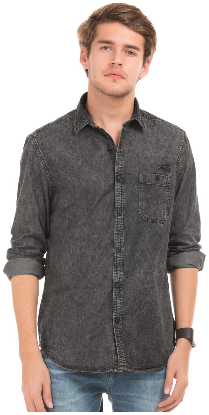 

ED Hardy Men Black Solid Slim Fit Casual Shirt