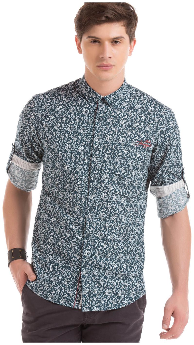 

ED Hardy Men Blue Printed Slim Fit Casual Shirt