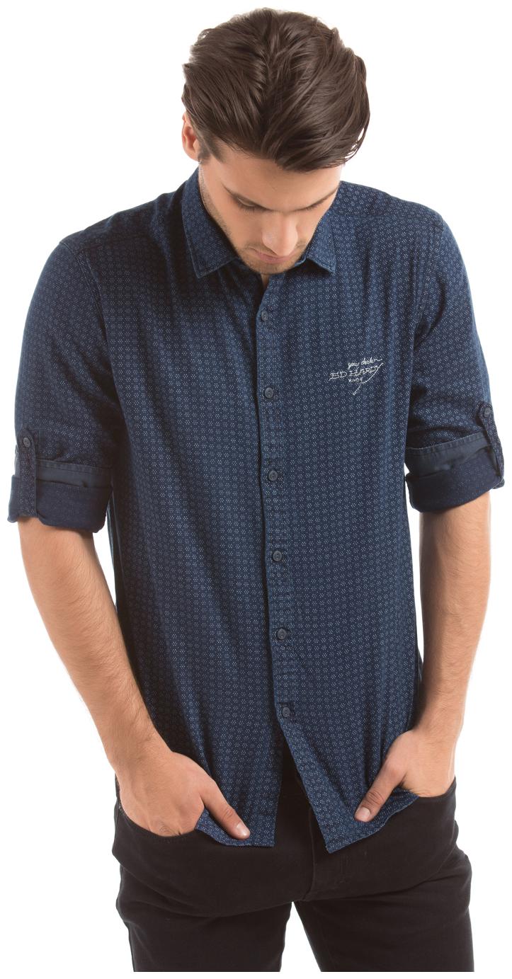 

ED Hardy Men Blue Printed Slim Fit Casual Shirt