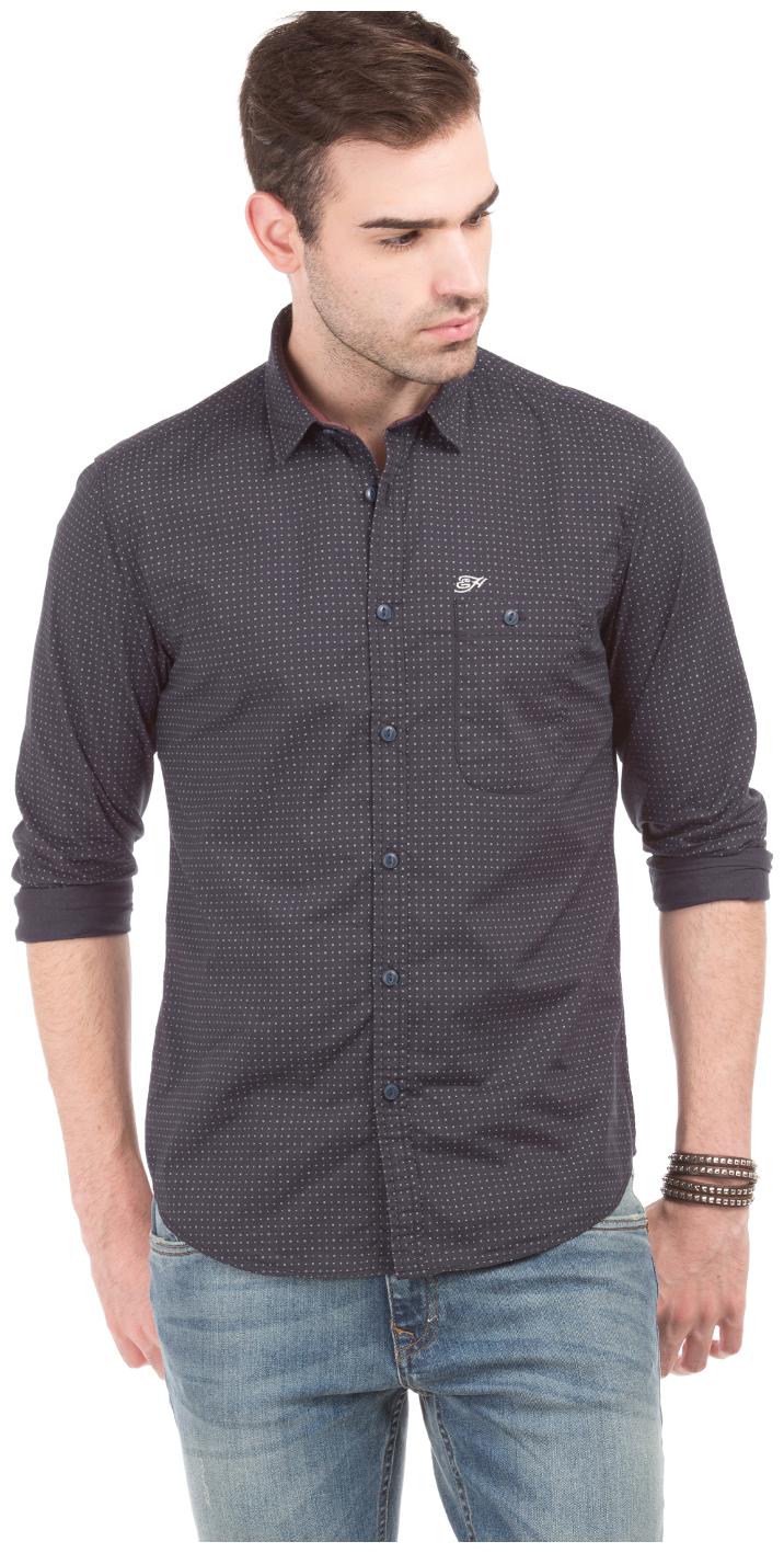 

ED Hardy Men Grey Polka Dots Regular Fit Casual Shirt