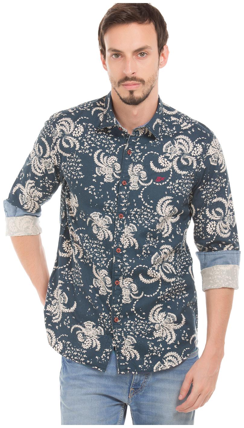 

ED Hardy Men Grey Printed Slim Fit Casual Shirt
