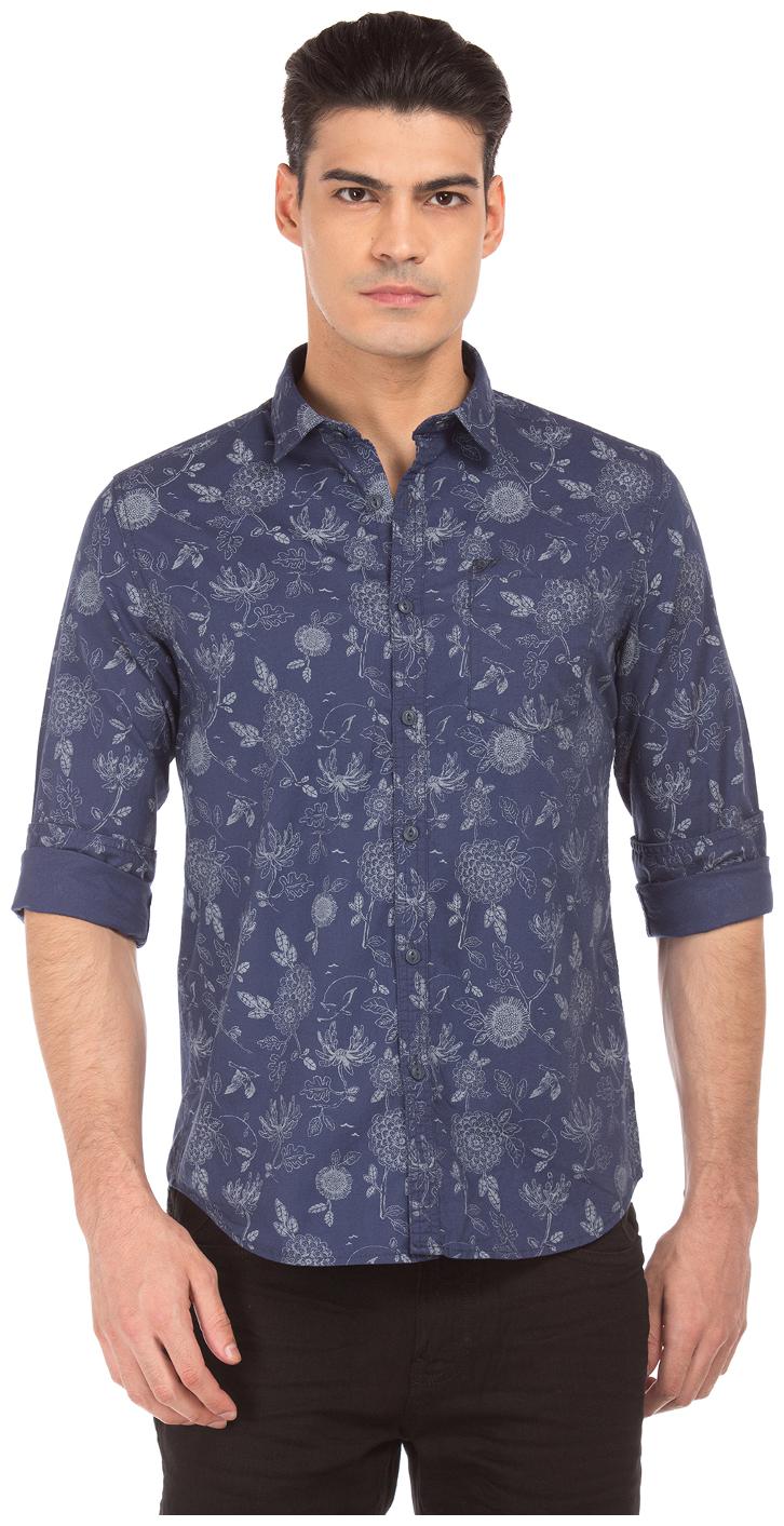 

ED Hardy Men Blue Printed Slim Fit Casual Shirt