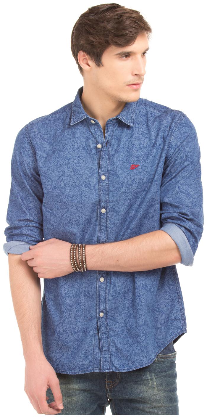

ED Hardy Men Blue Printed Slim Fit Casual Shirt